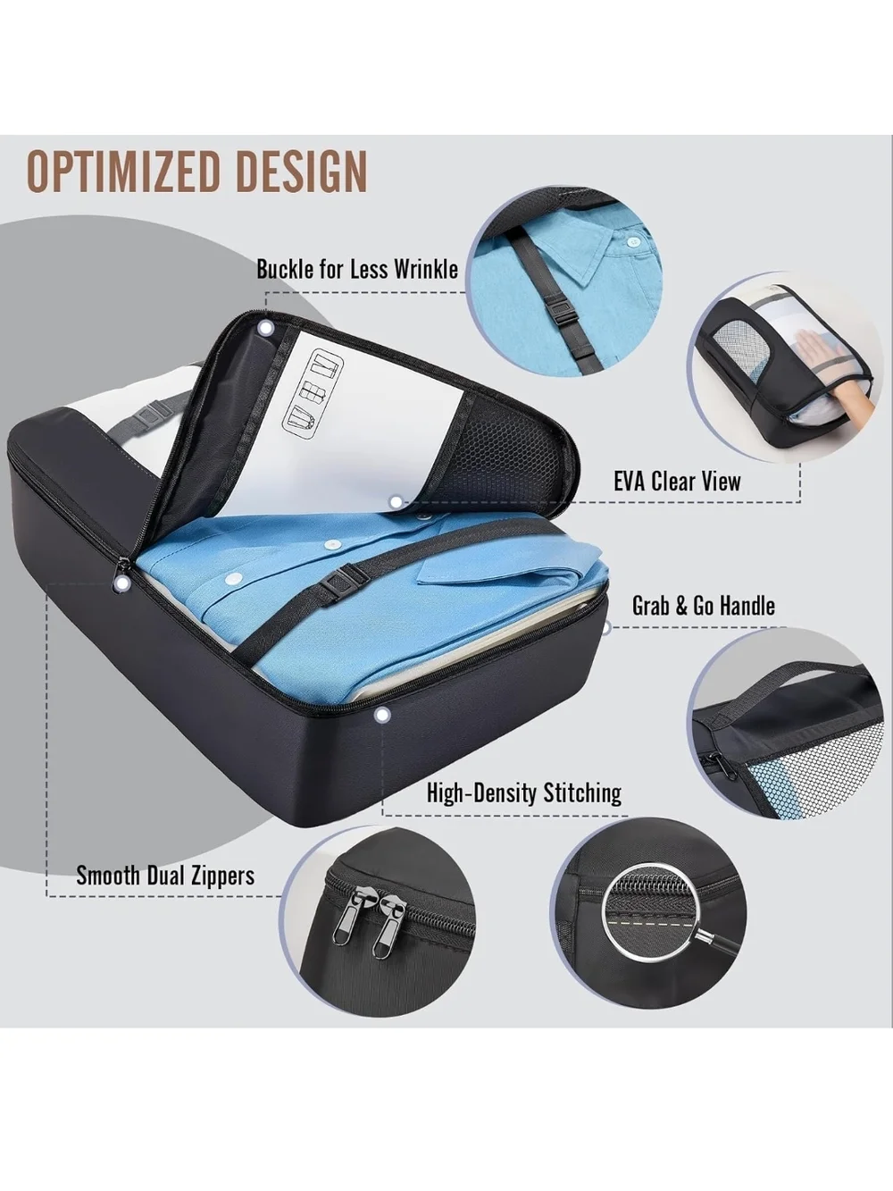 Travel Packing Cubes and Toiletry Bag Set - Black